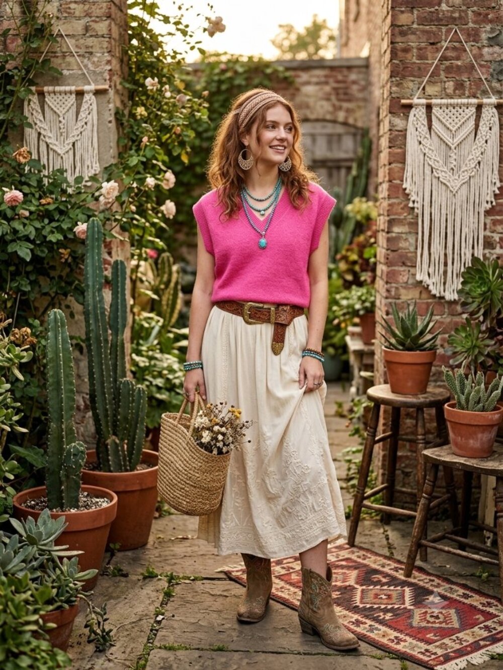 Mimosa Hot Pink Oversized Boxy Sweater Vest